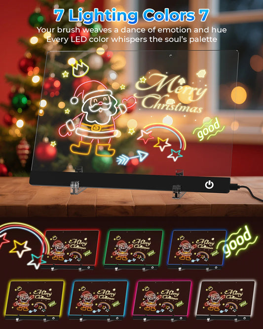 💡✨ LED Note Board | 7-Color Night Light with Flashing Mode for Home & Office