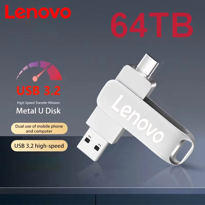 Lenovo 2TB OTG USB 3.0 Pendrive  | Metal Body Portable SSD for Laptops