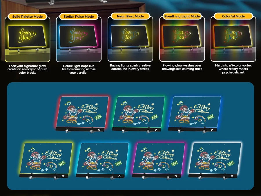 💡✨ LED Note Board | 7-Color Night Light with Flashing Mode for Home & Office