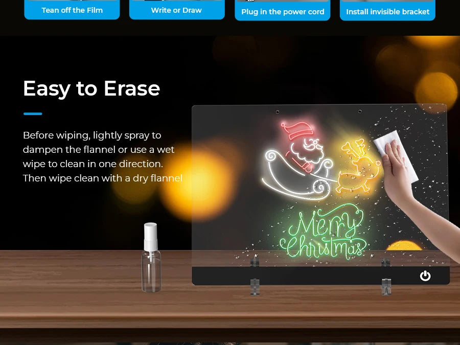 💡✨ LED Note Board | 7-Color Night Light with Flashing Mode for Home & Office