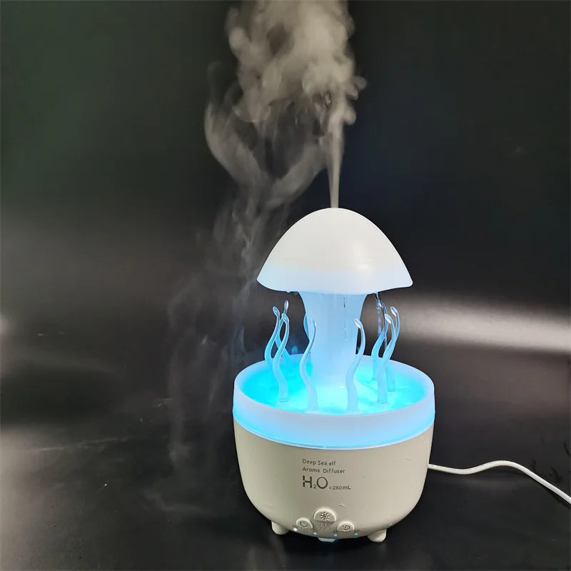 Cute Rain Cloud Diffuser 🌧️ | Deep Sea Elf Humidifier 🍄 | Relaxing LED Night Lamp 💫