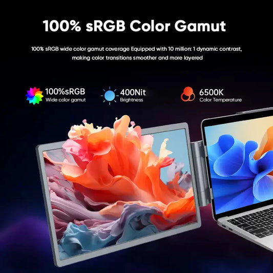 SIBOLAN 14" Folding Dual Portable Monitor | Triple Screen Laptop Extender