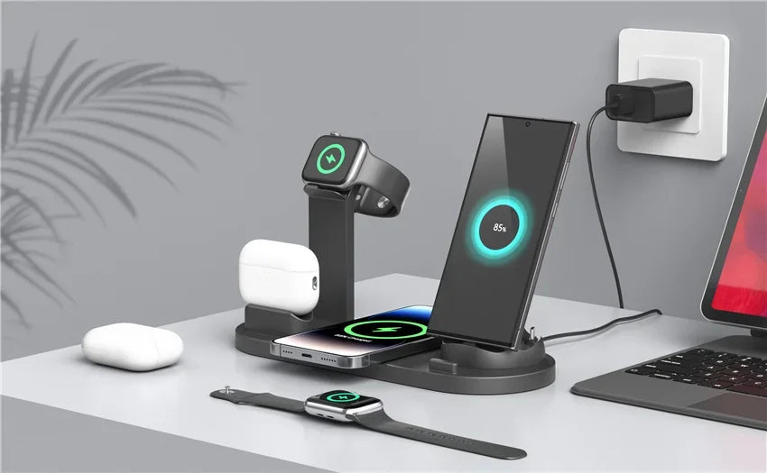 30W 7 in 1 Wireless Charger Stand Pad For iPhone 15-11 Pro Max Apple Watch Airpods Pro iWatch 8 7 Fast Charging Dock Station