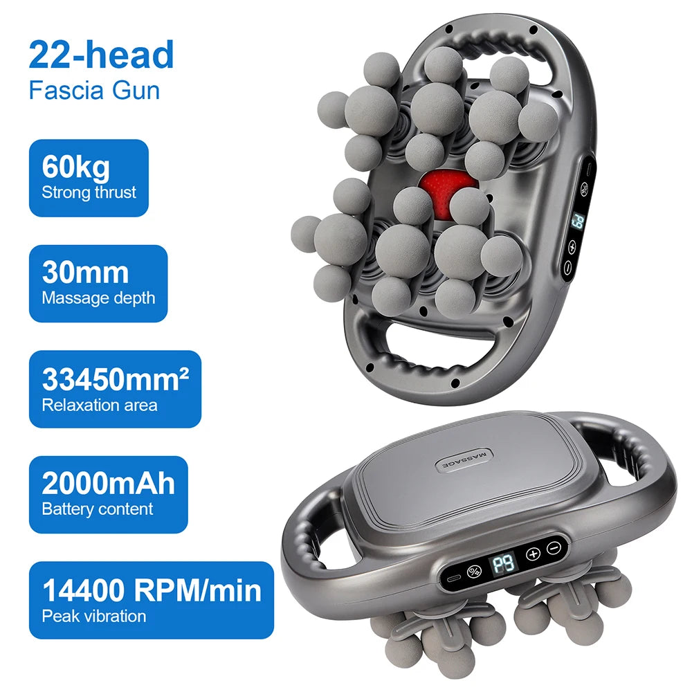💪 22-Head Fascia Massage Gun | Deep Tissue Massager for Pain Relief ⚡