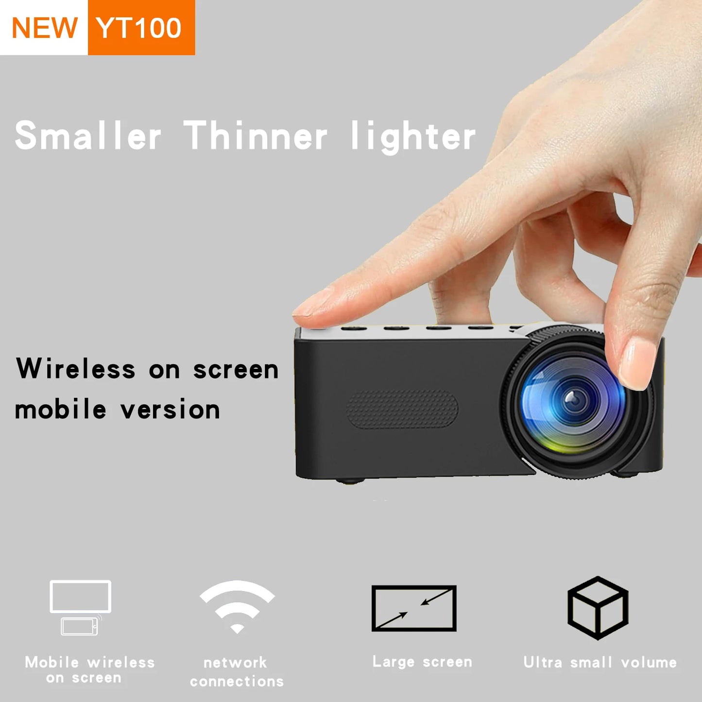 🎥 YT100 Mini Portable HD Projector | Wireless & Power Bank Supported