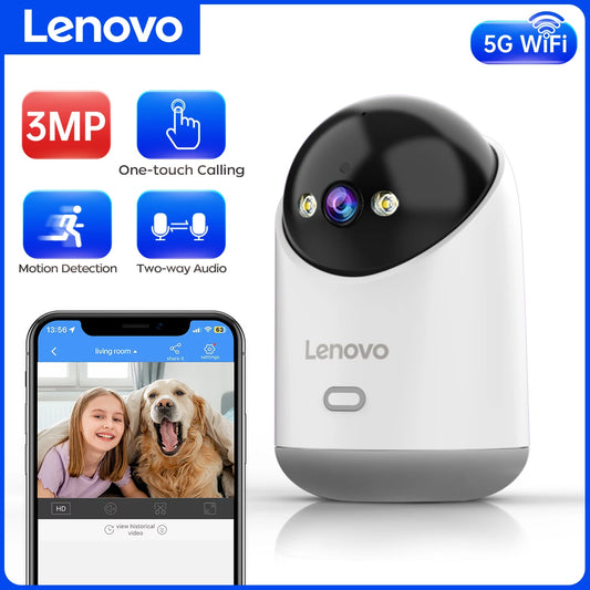 📡 Lenovo Smart 3MP PTZ WiFi Camera 🎥 Indoor CCTV | Motion Alerts, 5G, Night Vision