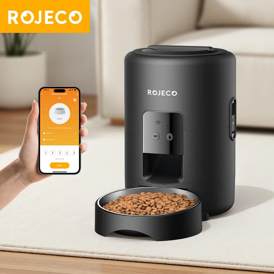🐶🐱 ROJECO Smart Pet Feeder – 📱 Wi-Fi Remote | 🍽️ Automatic Dog & Cat Dispenser