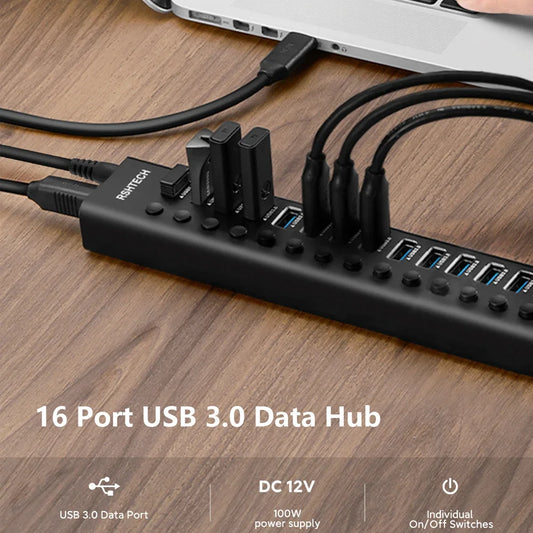 🔌💻 RSHTECH USB 3.0 Hub | 10/16-Port Powered Switch