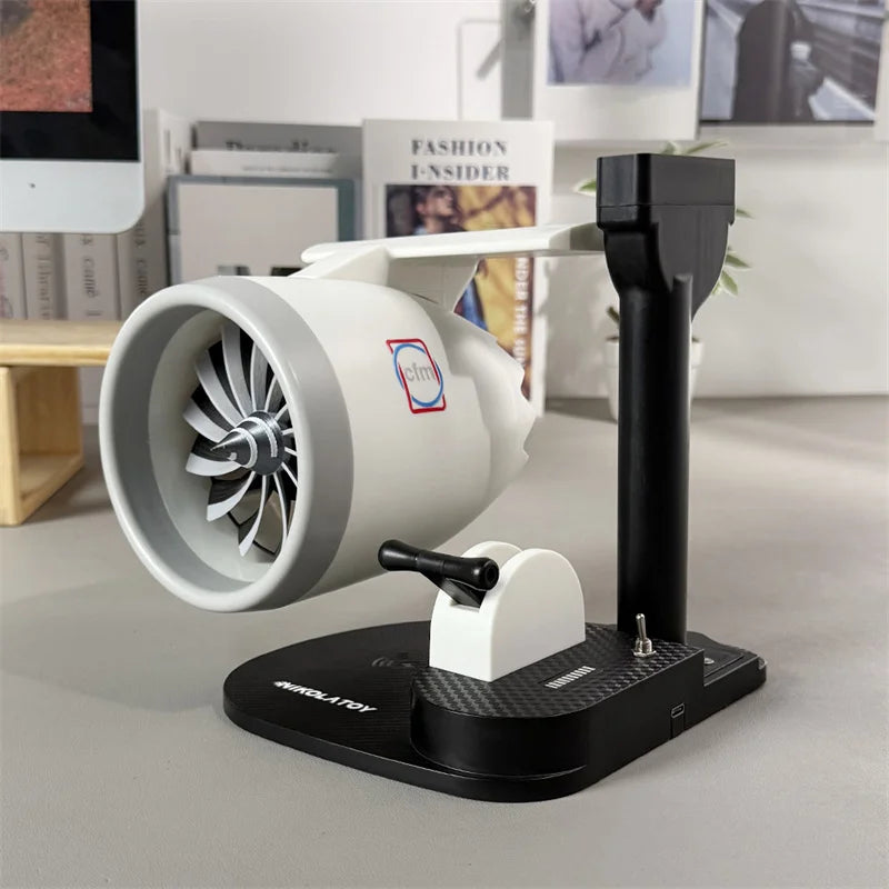 ✈️3-in-1 Jet Engine Turbofan Model Kit – 3D-Printed Desktop Display with Wireless Charger & Built-In Humidifier 📱💨| Premium Aviation-Inspired Tech Gift