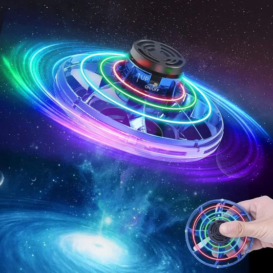 🛸 Flying Spinner UFO Mini Drone 🚀 | Hand Operated LED Toy for Kids & Adults