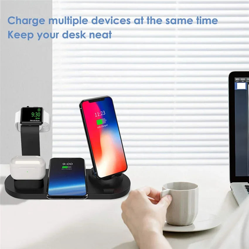 30W 7 in 1 Wireless Charger Stand Pad For iPhone 15-11 Pro Max Apple Watch Airpods Pro iWatch 8 7 Fast Charging Dock Station