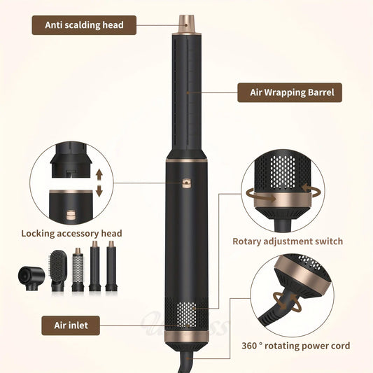 🔥 5-in-1 Multifunction Hair Styler – Hot Air Brush & Dryer 🌟💨