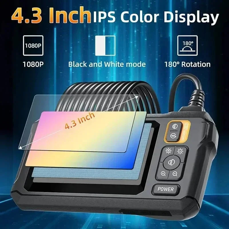π Industrial Endoscope Camera 8mm π± 4.3" IPS | 1080P HD Pipe Camera π