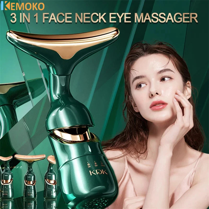 3-in-1 Neck & Face Lifting Massager 💆♀️ | Microcurrent, Vibration & LED Therapy ✨