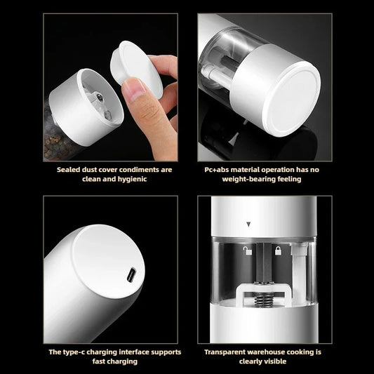 🧂 Electric & Manual 2-in-1 Spice Grinder – Adjustable Coarseness for Salt, Pepper & More