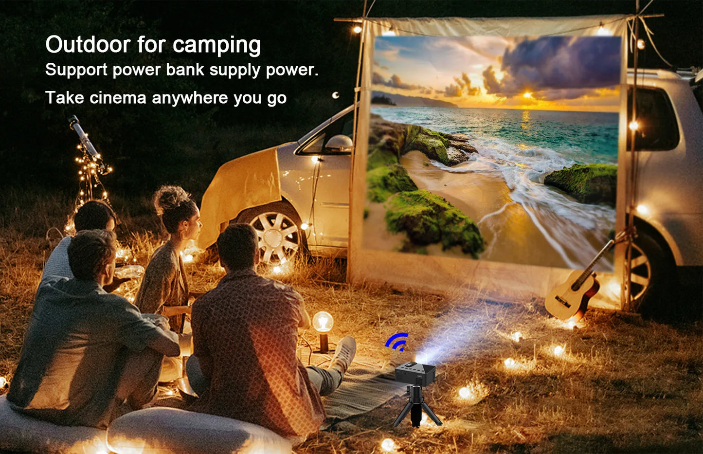 🎥 YT100 Mini Portable HD Projector | Wireless & Power Bank Supported