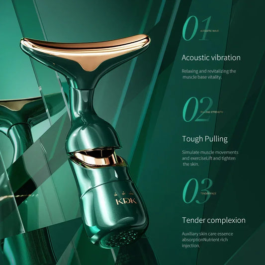 3-in-1 Neck & Face Lifting Massager 💆♀️ | Microcurrent, Vibration & LED Therapy