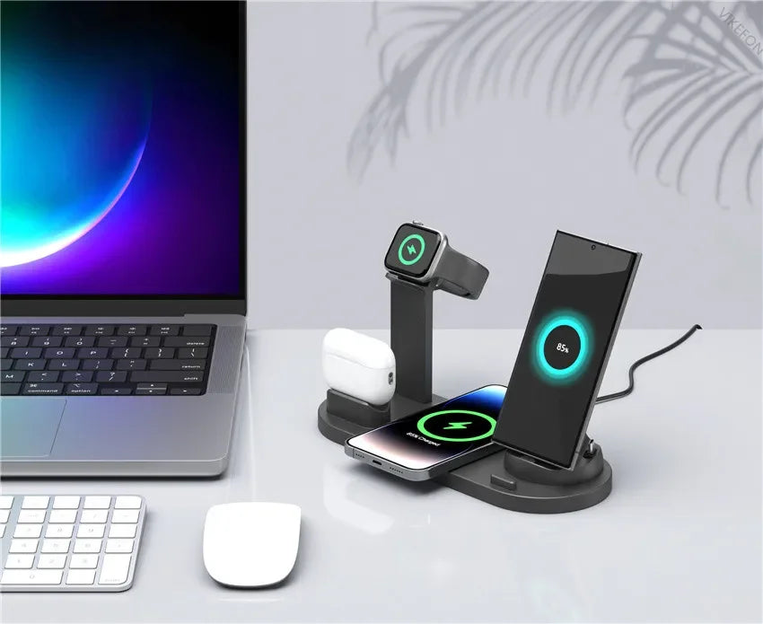 30W 7 in 1 Wireless Charger Stand Pad For iPhone 15-11 Pro Max Apple Watch Airpods Pro iWatch 8 7 Fast Charging Dock Station