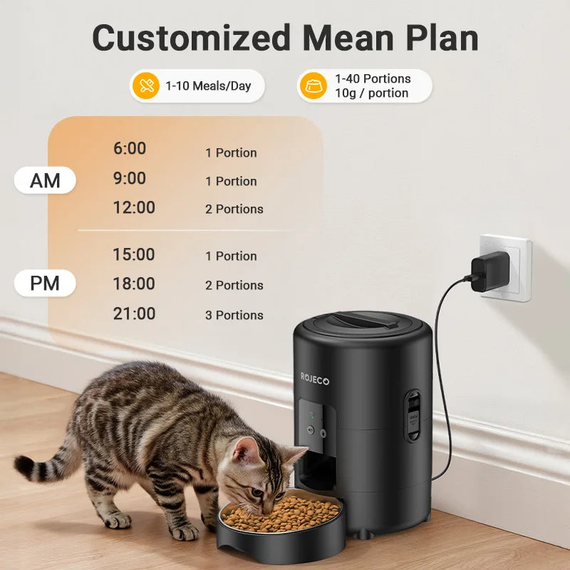 🐶🐱 ROJECO Smart Pet Feeder – 📱 Wi-Fi Remote | 🍽️ Automatic Dog & Cat Dispenser