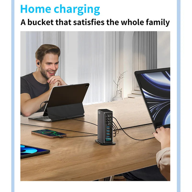 ⚡ 520W Gain 8-Port Desktop Charger | 100W USB-C PD & USB-A Fast Charging 🌍