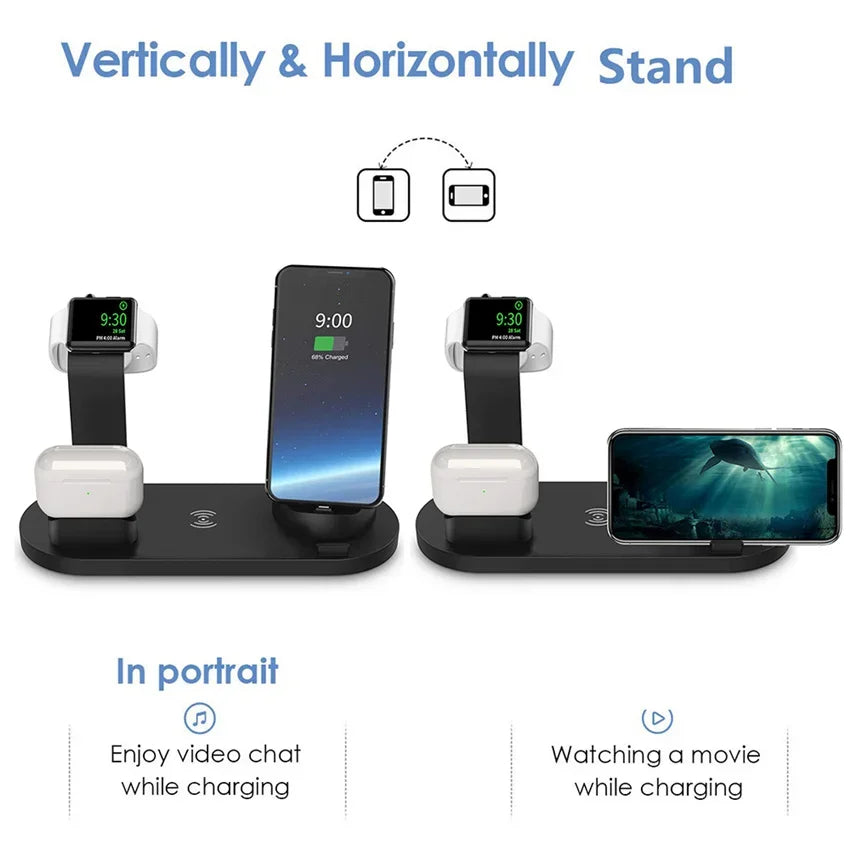 30W 7 in 1 Wireless Charger Stand Pad For iPhone 15-11 Pro Max Apple Watch Airpods Pro iWatch 8 7 Fast Charging Dock Station