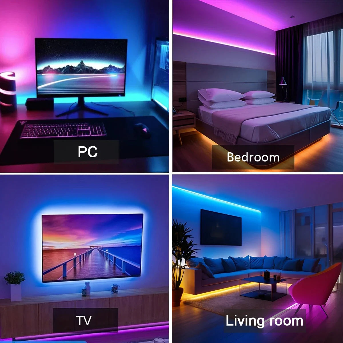 RGB LED Strip Lights – 5‑30m, App-Controlled, Multi-Color Mood Lighting ✨