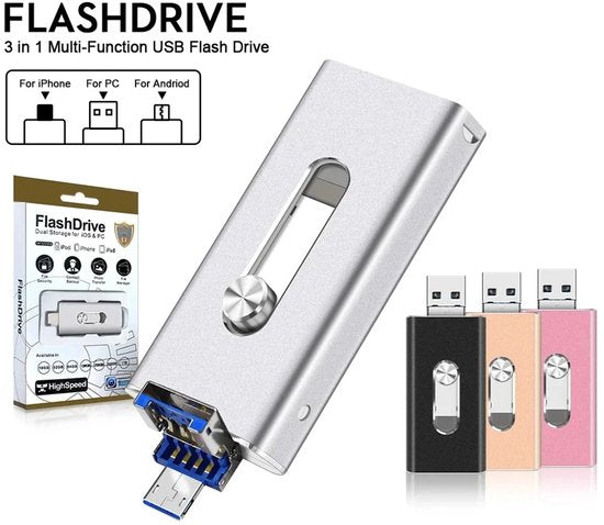MF23D 3-in-1 USB 3.0 Flash Drive for iPhone, Android & Type-C 🔥