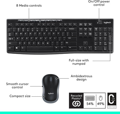 Logitech MK270 Wireless Keyboard & Mouse Combo – Full-Size, 2.4G USB Receiver, Laptop & Office Ready 🎯⌨️🖱️