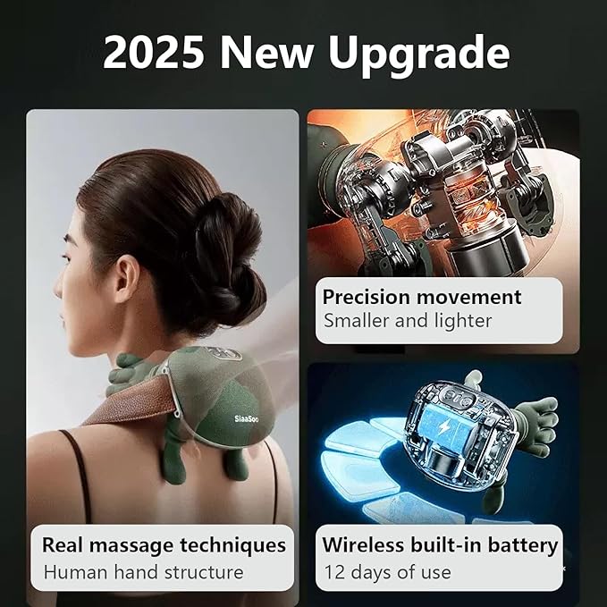 Finger Pressure Neck & Back Massager 🌟 | Heated Electric Deep Kneading Massage for Neck, Shoulder & Back Pain Relief