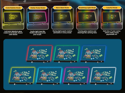 💡✨ LED Note Board | 7-Color Night Light with Flashing Mode for Home & Office