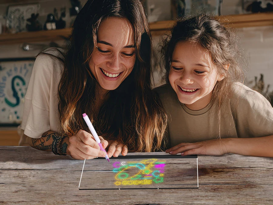 💡✨ LED Note Board | 7-Color Night Light with Flashing Mode for Home & Office