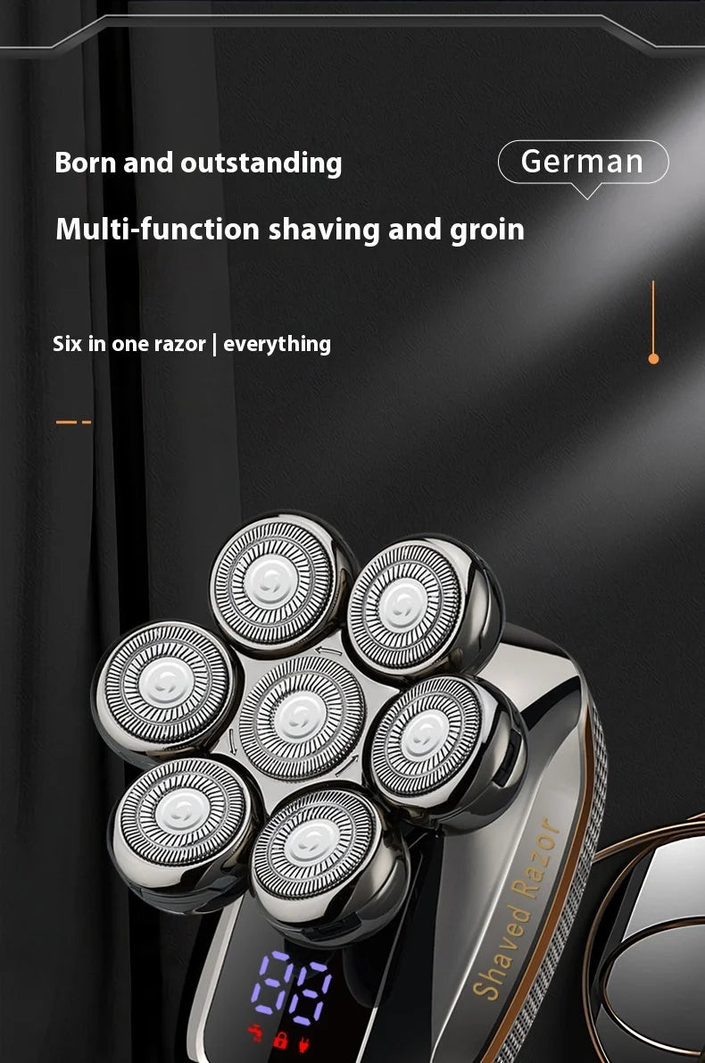 🔥 2025 New Model Men’s 7-Blade Electric Shaver ✨ USB Rechargeable Multi-Function Bald Head & Beard Trimmer 🚀