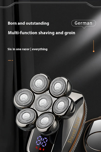🔥 2025 New Model Men’s 7-Blade Electric Shaver ✨ USB Rechargeable Multi-Function Bald Head & Beard Trimmer 🚀