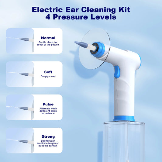 Electric Ear Cleaner - USB-Rechargeable Ear Irrigation Flushing System with 4 Water Pressure Levels for Adults and Kids