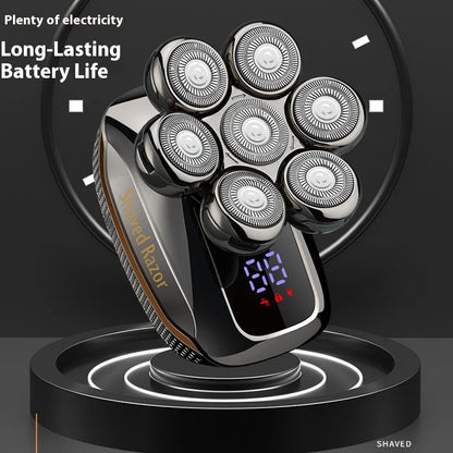 🔥 2025 New Model Men’s 7-Blade Electric Shaver ✨ USB Rechargeable Multi-Function Bald Head & Beard Trimmer 🚀