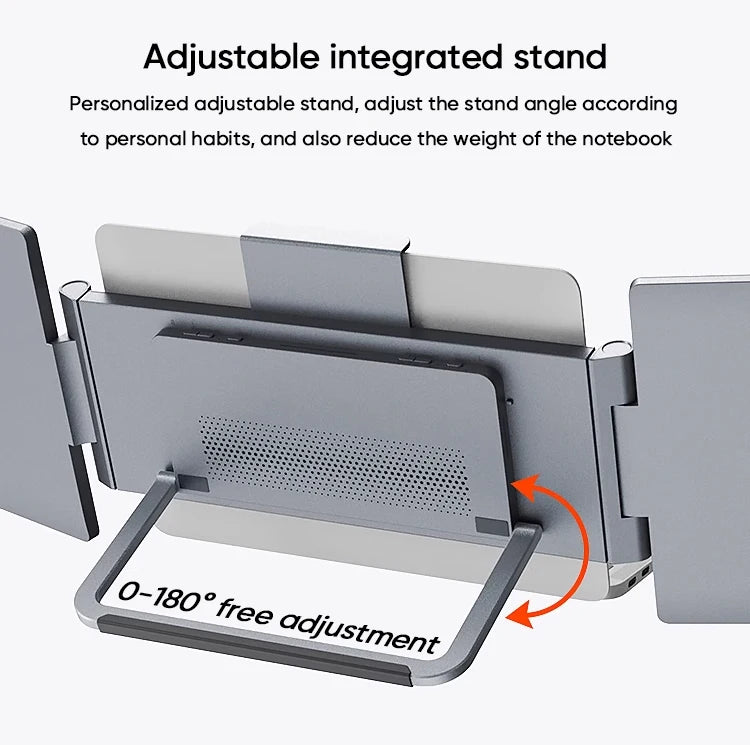 SIBOLAN 14" Folding Dual Portable Monitor | Triple Screen Laptop Extender