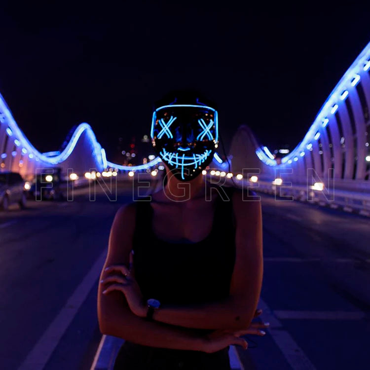 LED Glow Halloween Mask 😈 | Party & Music Festival Face Mask