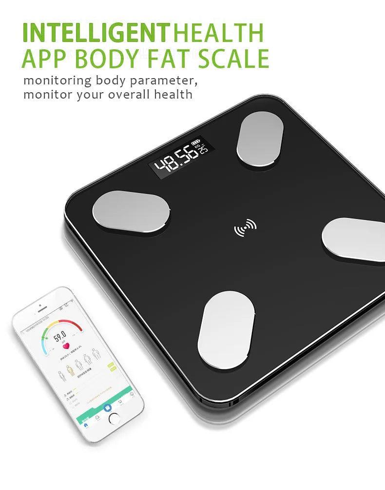 ⚖️ Smart Digital Body Fat Scale 🔵 Bluetooth LCD Body Composition Analyzer 📱