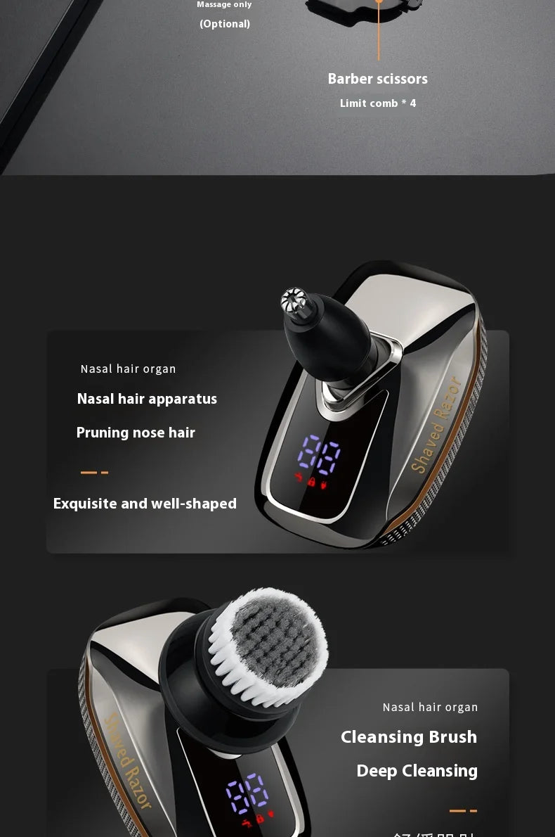 🔥 2025 New Model Men’s 7-Blade Electric Shaver ✨ USB Rechargeable Multi-Function Bald Head & Beard Trimmer 🚀