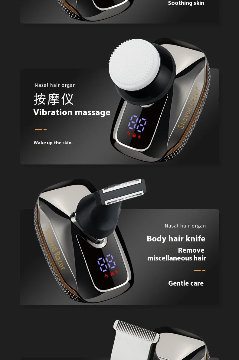 🔥 2025 New Model Men’s 7-Blade Electric Shaver ✨ USB Rechargeable Multi-Function Bald Head & Beard Trimmer 🚀