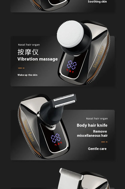 🔥 2025 New Model Men’s 7-Blade Electric Shaver ✨ USB Rechargeable Multi-Function Bald Head & Beard Trimmer 🚀