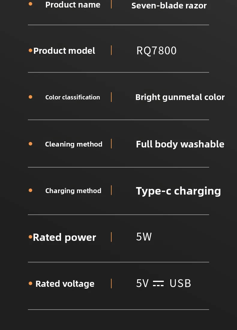 🔥 2025 New Model Men’s 7-Blade Electric Shaver ✨ USB Rechargeable Multi-Function Bald Head & Beard Trimmer 🚀