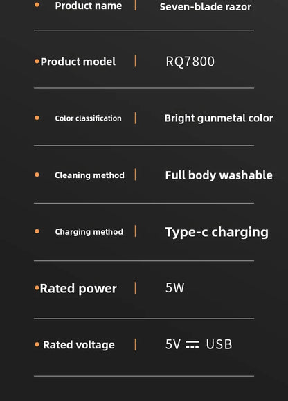 🔥 2025 New Model Men’s 7-Blade Electric Shaver ✨ USB Rechargeable Multi-Function Bald Head & Beard Trimmer 🚀