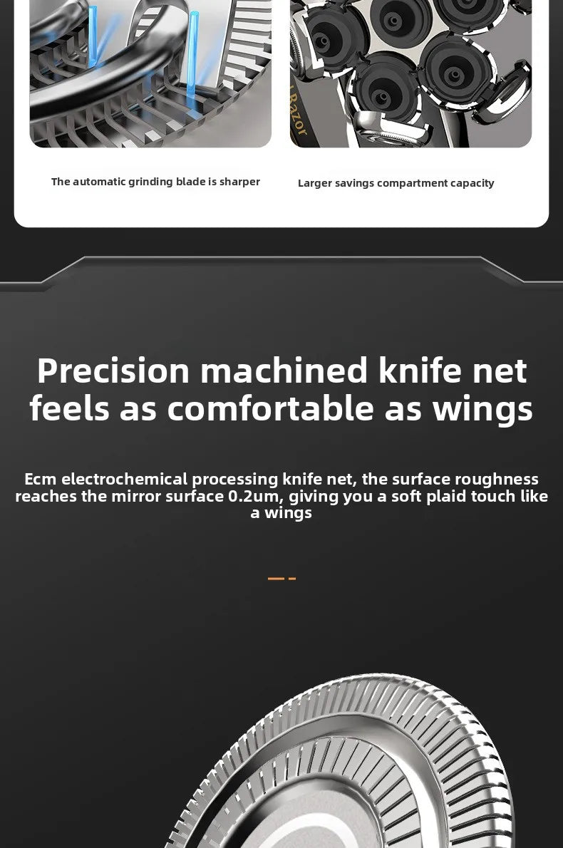 🔥 2025 New Model Men’s 7-Blade Electric Shaver ✨ USB Rechargeable Multi-Function Bald Head & Beard Trimmer 🚀