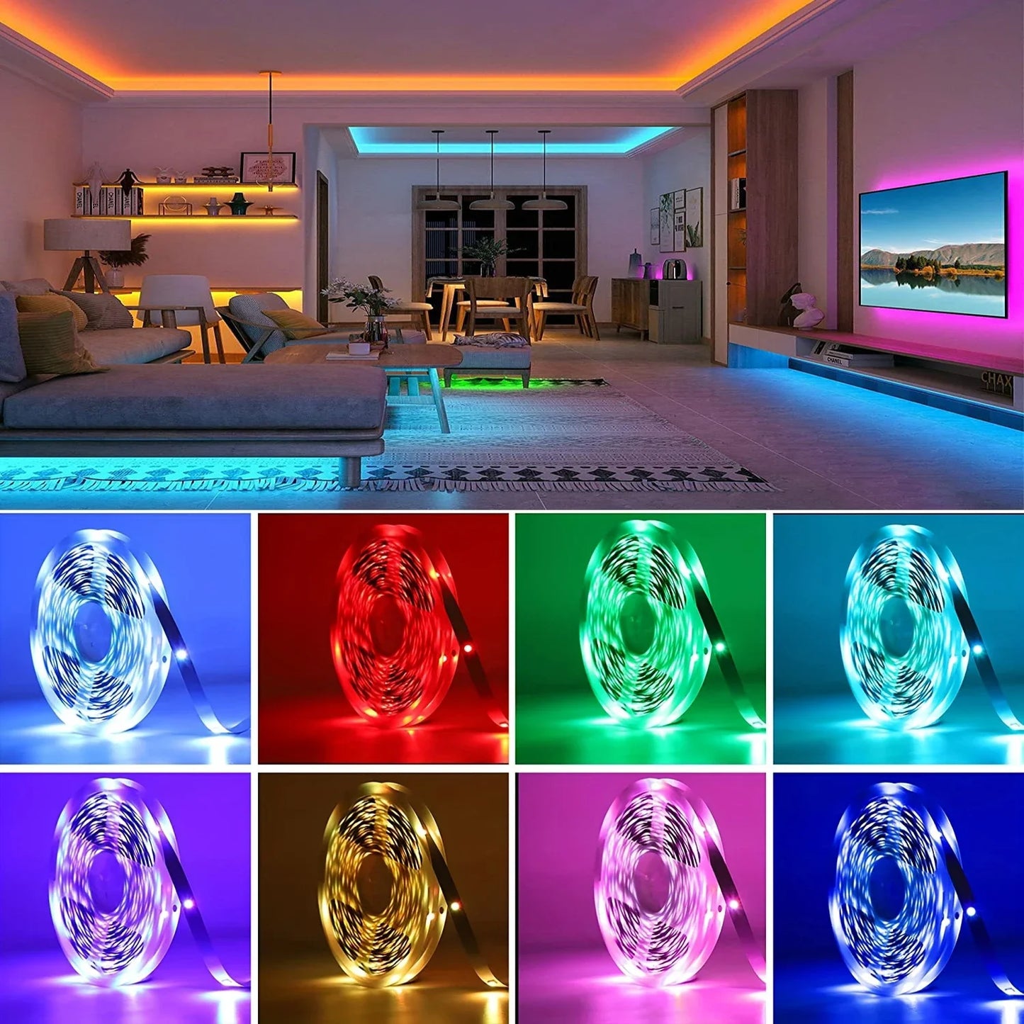 RGB LED Strip Lights – 5‑30m, App-Controlled, Multi-Color Mood Lighting ✨