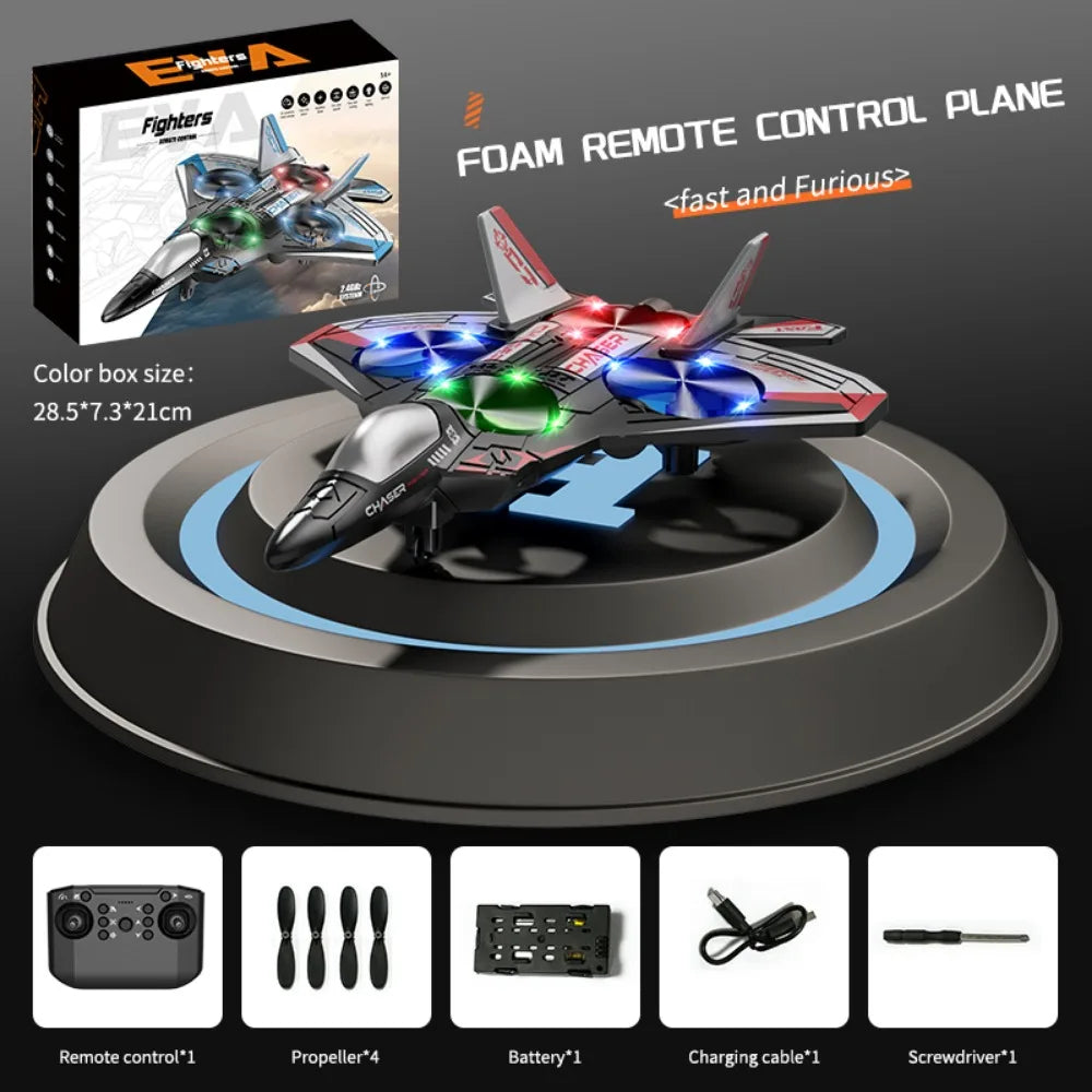 ⚡️4-Motor RC Foam Jet Fighter ✈️ | Gravity-Sensing, Stunt-Ready & Rechargeable