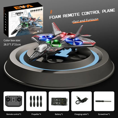 ⚡️4-Motor RC Foam Jet Fighter ✈️ | Gravity-Sensing, Stunt-Ready & Rechargeable