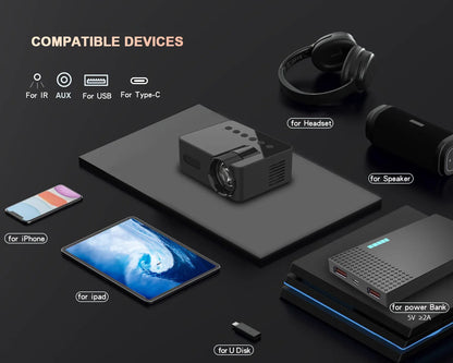 🎥 YT100 Mini Portable HD Projector | Wireless & Power Bank Supported