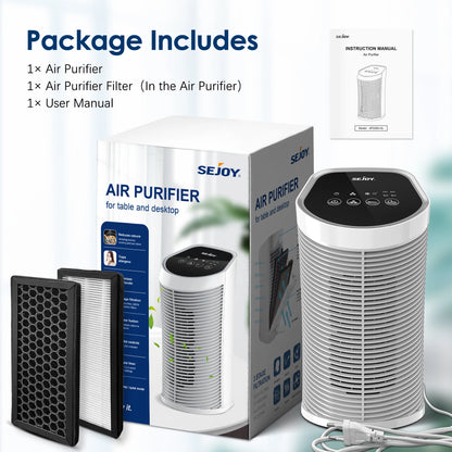 🌬️ Sejoy Air Purifier | HEPA Filter | Ionizer | 3-Speed Quiet Cleaner for Bedroom & Pets