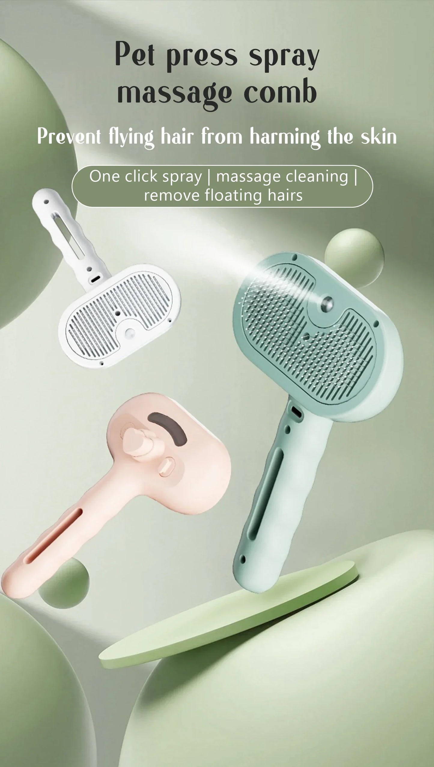 Pet Steam Spray Comb 🐾💦 – Grooming, Dematting & Massage Brush for Cats & Dogs